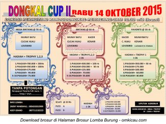 Brosur Lomba Burung Berkicau Dongkal Cup II, Pemalang, 14 Oktober 2015