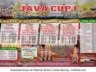 Brosur Lomba Burung Berkicau Java Cup I, Jakarta Selatan, 18 Oktober 2015