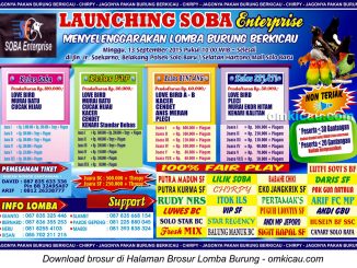 Brosur Lomba Burung Berkicau Launching Soba Enterprise, Solo, 13 September 2015