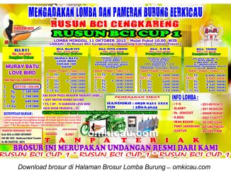 Brosur Lomba Burung Berkicau Rusun BCI Cup 1, Cengkareng, 11 Oktober 2015