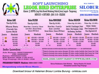 Brosur Lomba Burung Berkicau Soft Launching LGE, Tangerang, 4 Oktober 2015