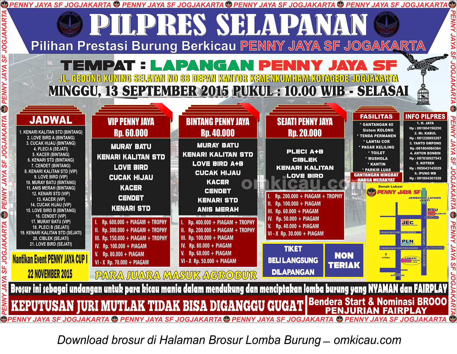 Brosur Pilpres Selapanan Penny Jaya SF Jogja, 13 September 2015