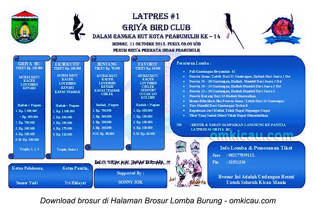 Brosur Latpres #1 Griya Bird Club, Prabumulih, 11 Oktober 2015