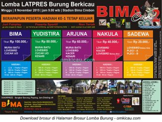 Brosur Latpres Burung Berkicau Bima Cup 2 Cirebon, 8 November 2015