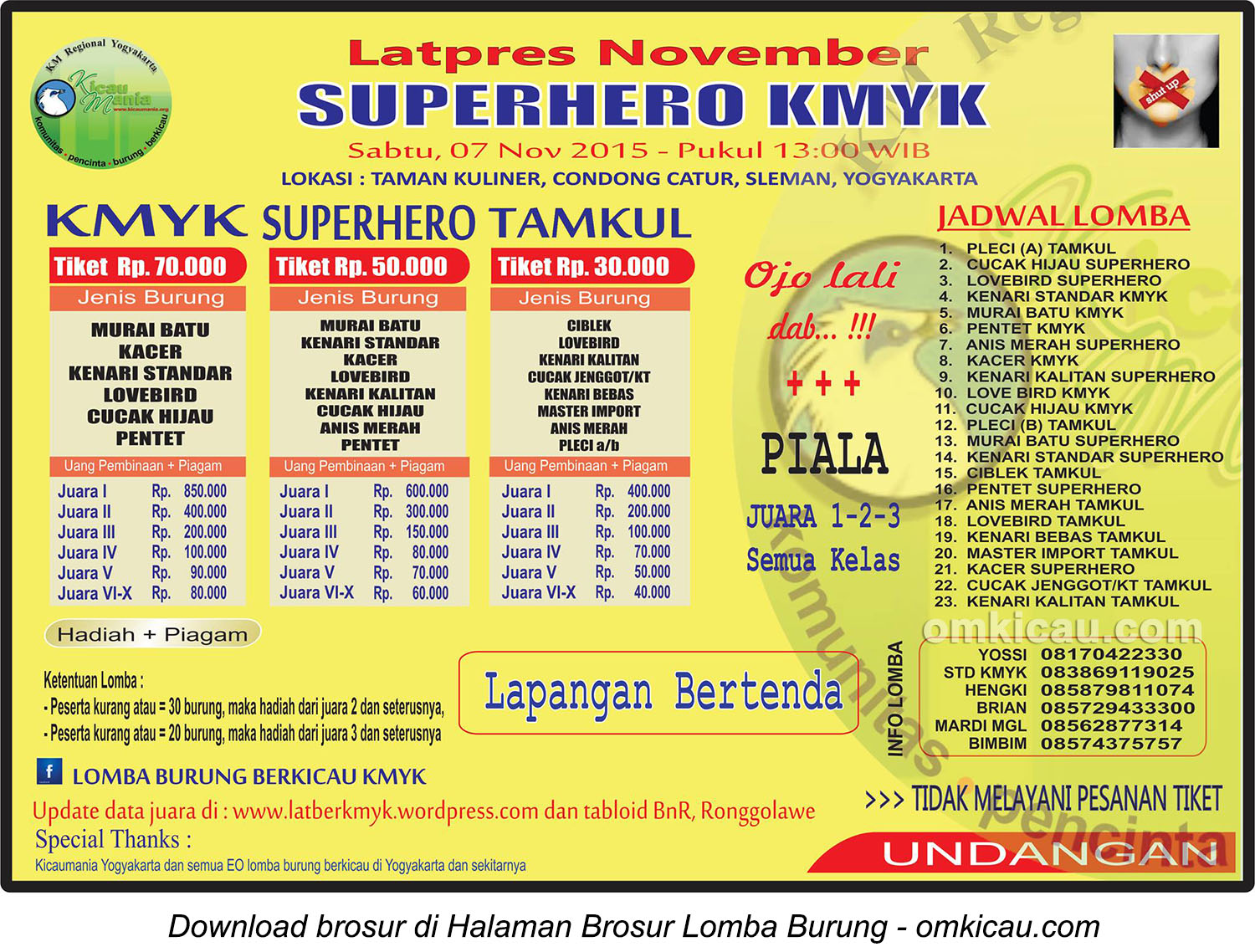 Brosur Latpres November Superhero KMYK, Jogja, 7 November 2015