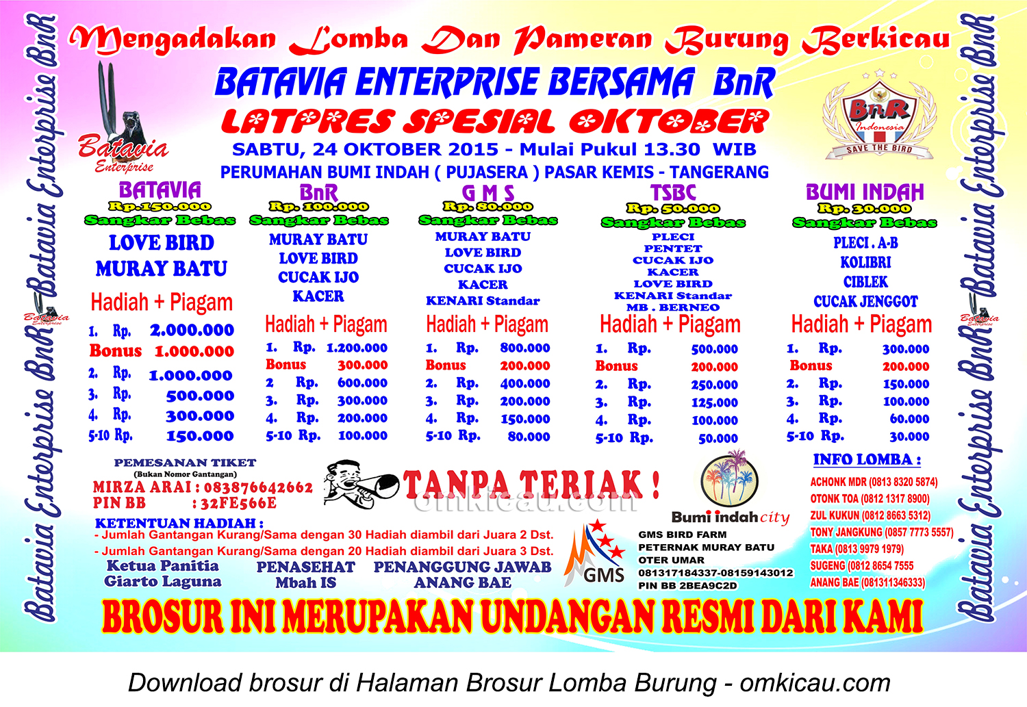 Brosur Latpres Spesial Oktober Batavia Enterprise Bersama BnR, Tangerang, 24 Oktober 2015