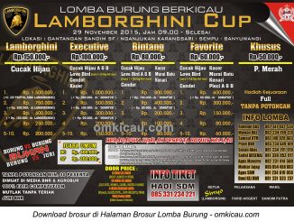 Brosur Lomba Burung Berkicau Lamborghini Cup, Banyuwangi, 29 November 2015