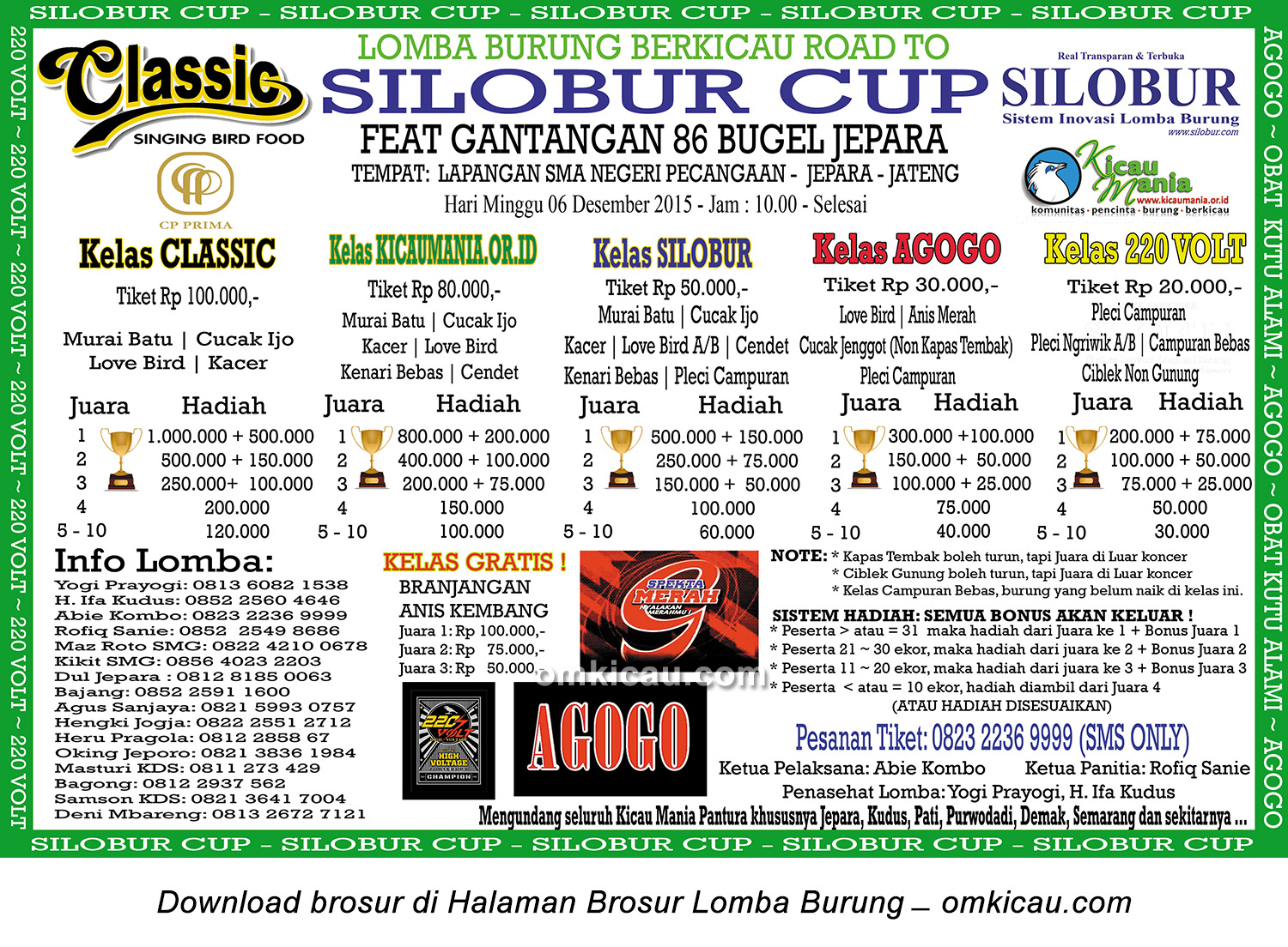 Brosur revisi Lomba Burung Berkicau Road to Silobur Cup, Jepara, 6 Desember 2015
