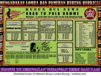 Brosur Lomba Burung Berkicau Rusun BCI News-Road to Polo Homme, Jakarta Barat, 3 Januari 2016