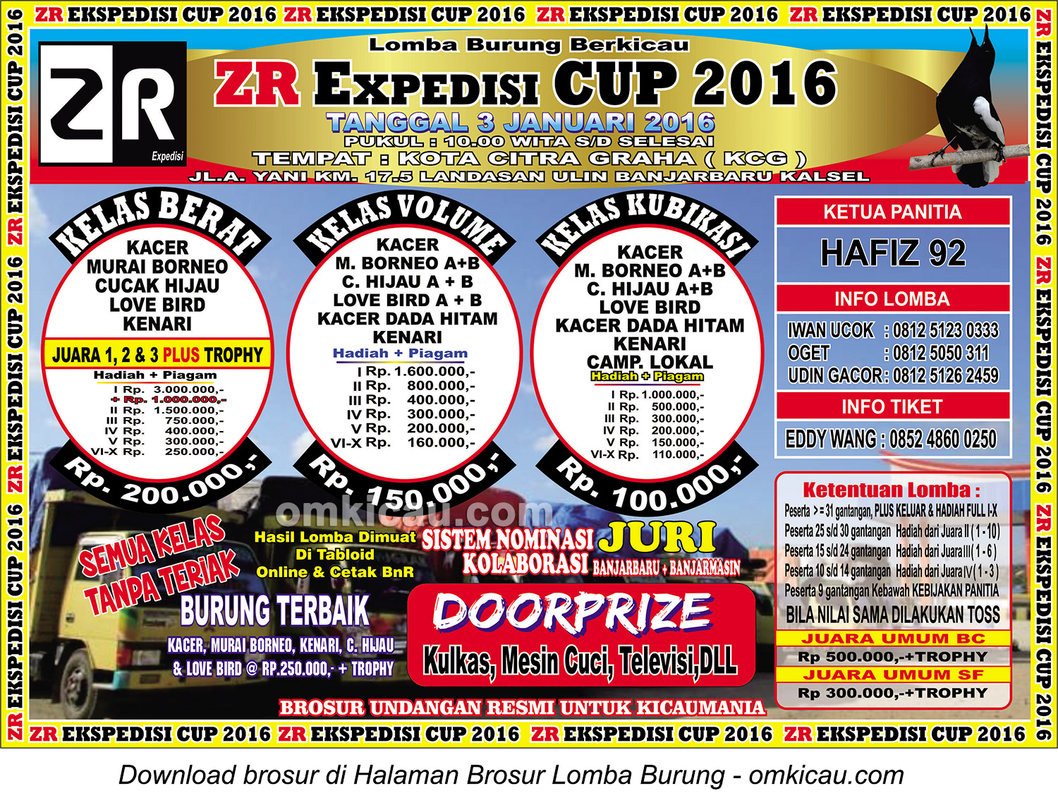 Brosur Lomba Burung Berkicau ZR Expedisi Cup, Banjarbaru, 3 Januari 2016