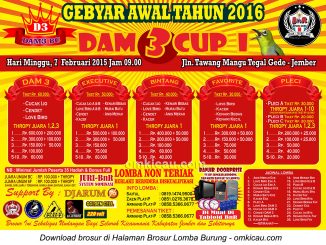 Brosur Lomba Burung Berkicau DAM3 Cup I, Jember , 7 Februari 2016