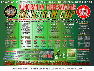 Brosur Lomba Burung Berkicau Kunciran Cup, Tangerang, 28 Februari 2016