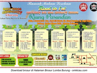 Brosur Lomba Burung Berkicau Road to 1st Anniversary BSC Cikarang, 9 Januari 2016