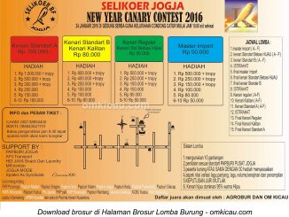 Brosur New Year Canary Contest - Selikoer BF Jogja, 24 Januari 2016