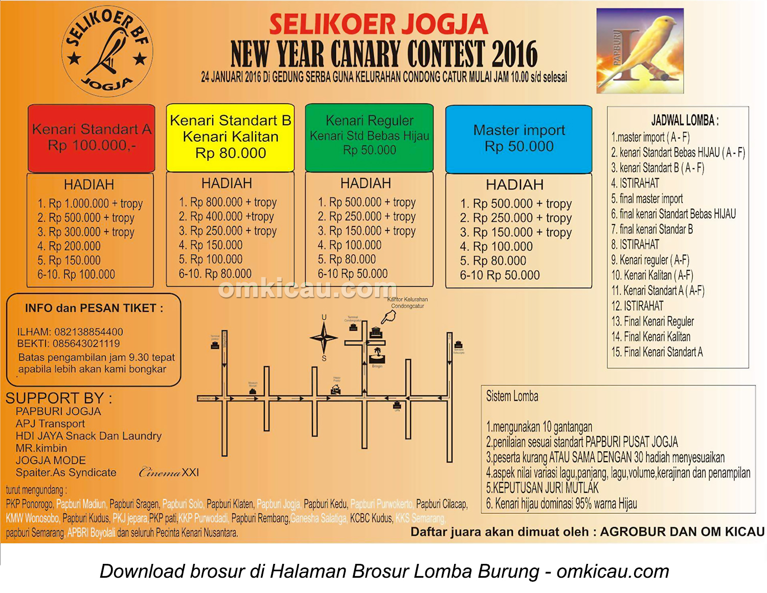 Brosur New Year Canary Contest - Selikoer BF Jogja, 24 Januari 2016