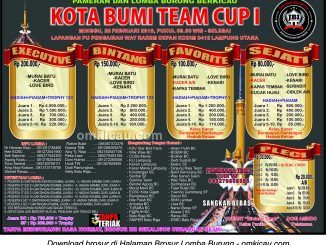 Brosur Lomba Burung Berkicau Kota Bumi Team Cup I, Lampung Utara, Minggu 28 Februari 2016
