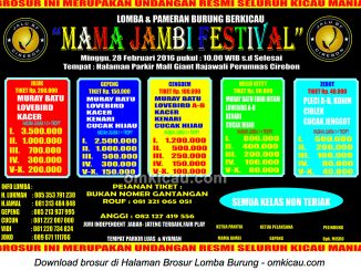 Brosur Lomba Burung Berkicau Mama Jambi Festival, Cirebon, 28 Februari 2016