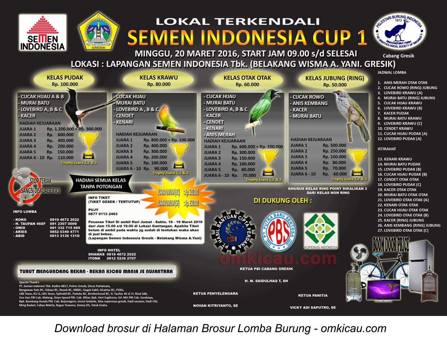 Brosur Lomba Lokal Terkendali Semen Indonesia Cup 1, Gresik, 20 Maret 2016