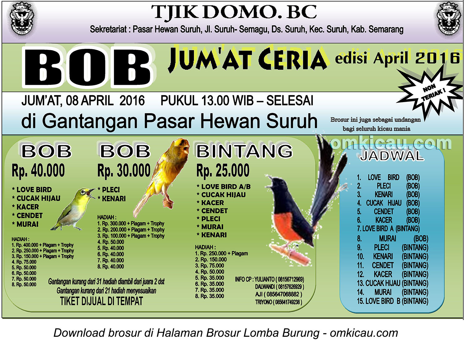 Brosur Latpres BOB Jumat Ceria - Tjik Domo BC Suruh, Kab Semarang, 8 April 2016
