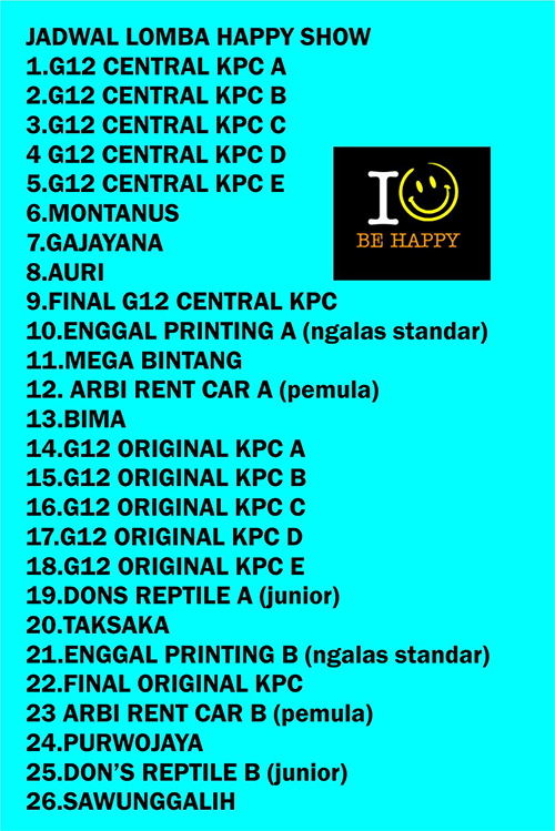 Jadwal kontes pleci KPC Happy Show