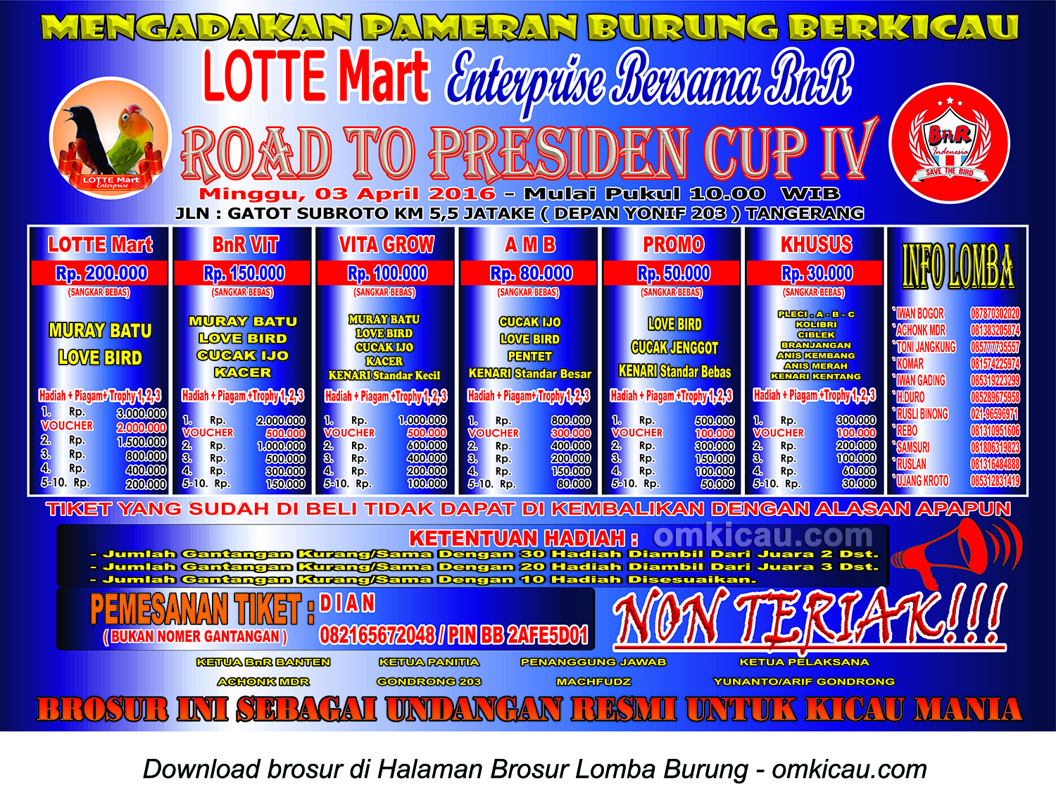 Lomba Burung Berkicau Lotte Mart - BnR, Road to Presiden Cup IV, Tangerang, 3 April 2016