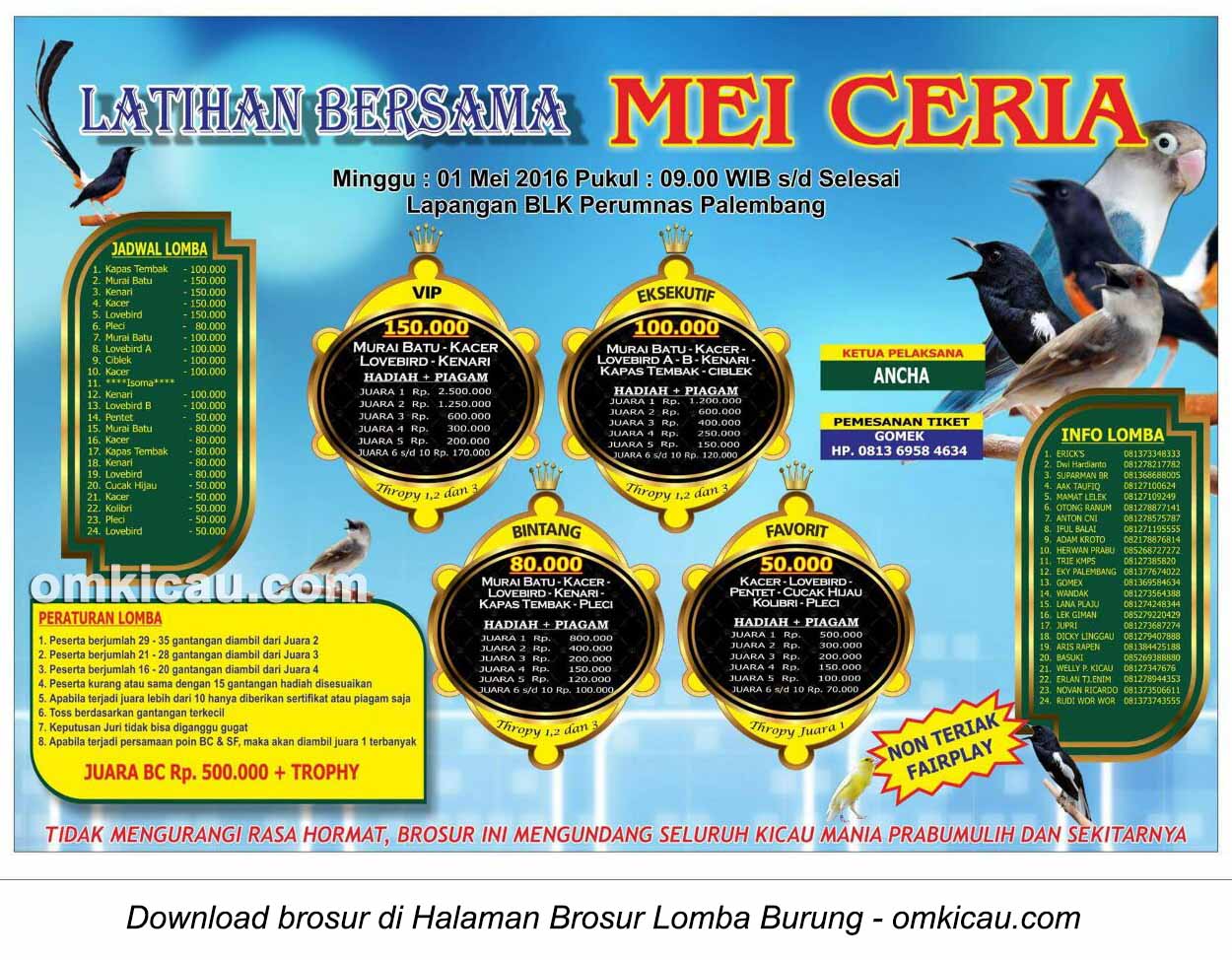 Brosur Latihan Bersama Mei Ceria, Palembang, 1 Mei 2016