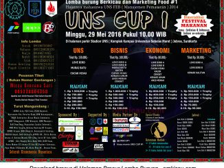 Brosur Lomba Burung Berkicau UNS Cup 1, Solo, 29 Mei 2016