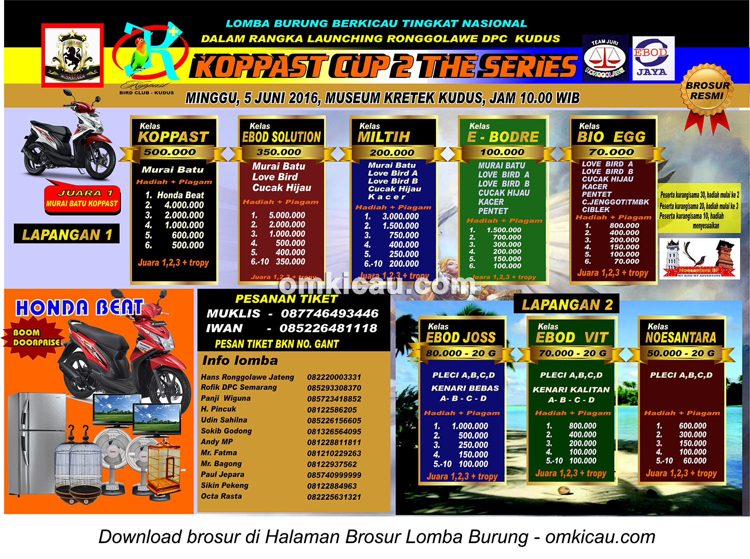 Brosur Revisi Lomba Burung Berkicau Koppast Cup 2 The Series, Kudus, 5 Juni 2016