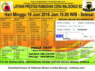 Brosur Latpres Ramadhan Ceria Walisongo BC, Brebes, 19 Juni 2016