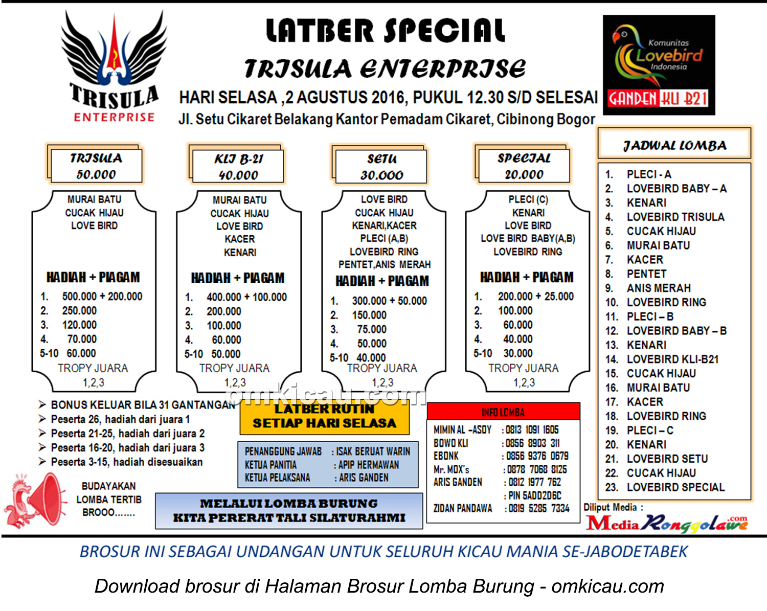 Brosur Latber Special Trisula Enterprise, Bogor, 2 Agustus 2016