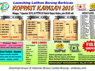 Brosur Launching Latihan Burung Berkicau Koppast Kapasan, Kudus, 7 Agustus 2016