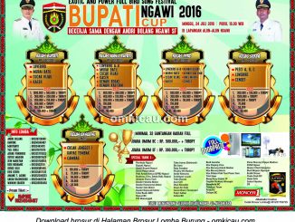 Brosur Lomba Burung Berkicau Bupati Ngawi Cup 2016, Ngawi, 24 Juli 2016