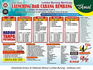 Brosur Lomba Burung Berkicau Launching BnR Cabang Rembang, 28 Agustus 2016