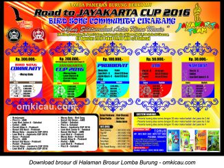 Brosur Lomba Burung Berkicau Road to Jayakarta Cup, Cikarang, 7 Agustus 2016