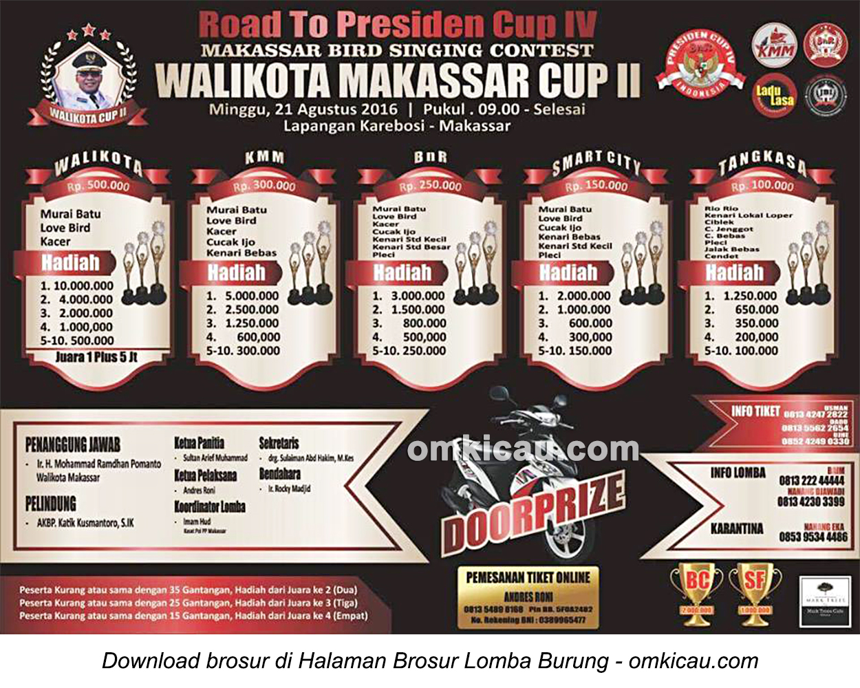 Brosur Lomba Burung Berkicau Wali Kota Makassar Cup II, 21 Agustus 2016