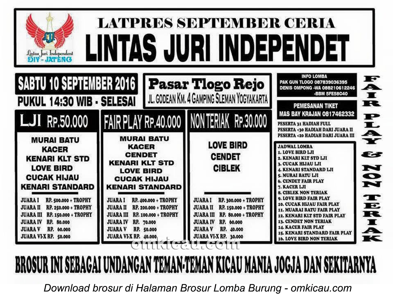 Brosur Latpres September Ceria Lintas Juri Independen, Jogja, 10 September 2016