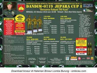 Brosur Revisi Lomba Burung Berkicau Dandim-0719 Jepara Cup, 2 Oktober 2016