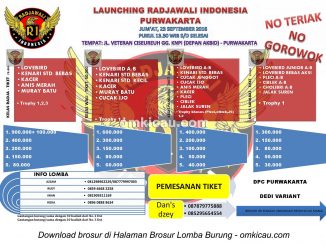Brosur Lomba Burung Berkicau Launching Radjawali Indonesia Purwakarta, 23 September 2016
