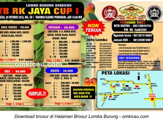 Brosur Terbaru Lomba Burung Berkicau TB RK Jaya Cup I, Purwodadi, 30 Oktober 2016