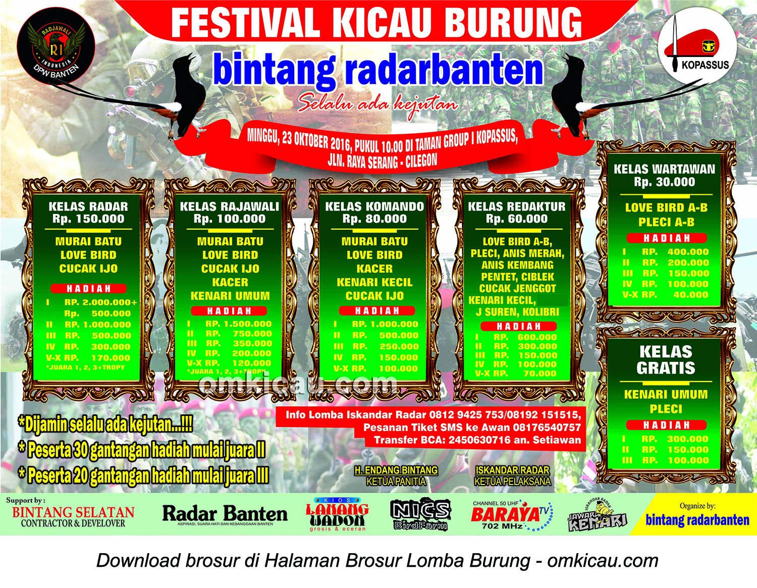 Brosur Festival Kicau Burung Bintang Radar Banten, Serang, 23 Oktober 2016