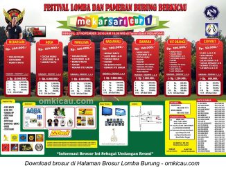 Brosur Revisi Lomba Burung Berkicau Mekarsari Cup 1, Bogor, 27 November 2016