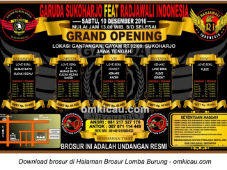 Brosur Grand Opening Garuda Sukoharjo feat Radjawali Indonesia, Sukoharjo, 10 Desember 2016