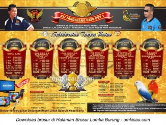 Brosur Lomba Burung Berkicau KLI Tangerang Raya Cup 1, Kota Tangerang, 8 Januari 2017