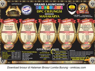 Brosur Lomba Burung Berkicau Grand Launching Ronggolawe DPC Cileungsi bersama Mahakarya, 27 November 2016