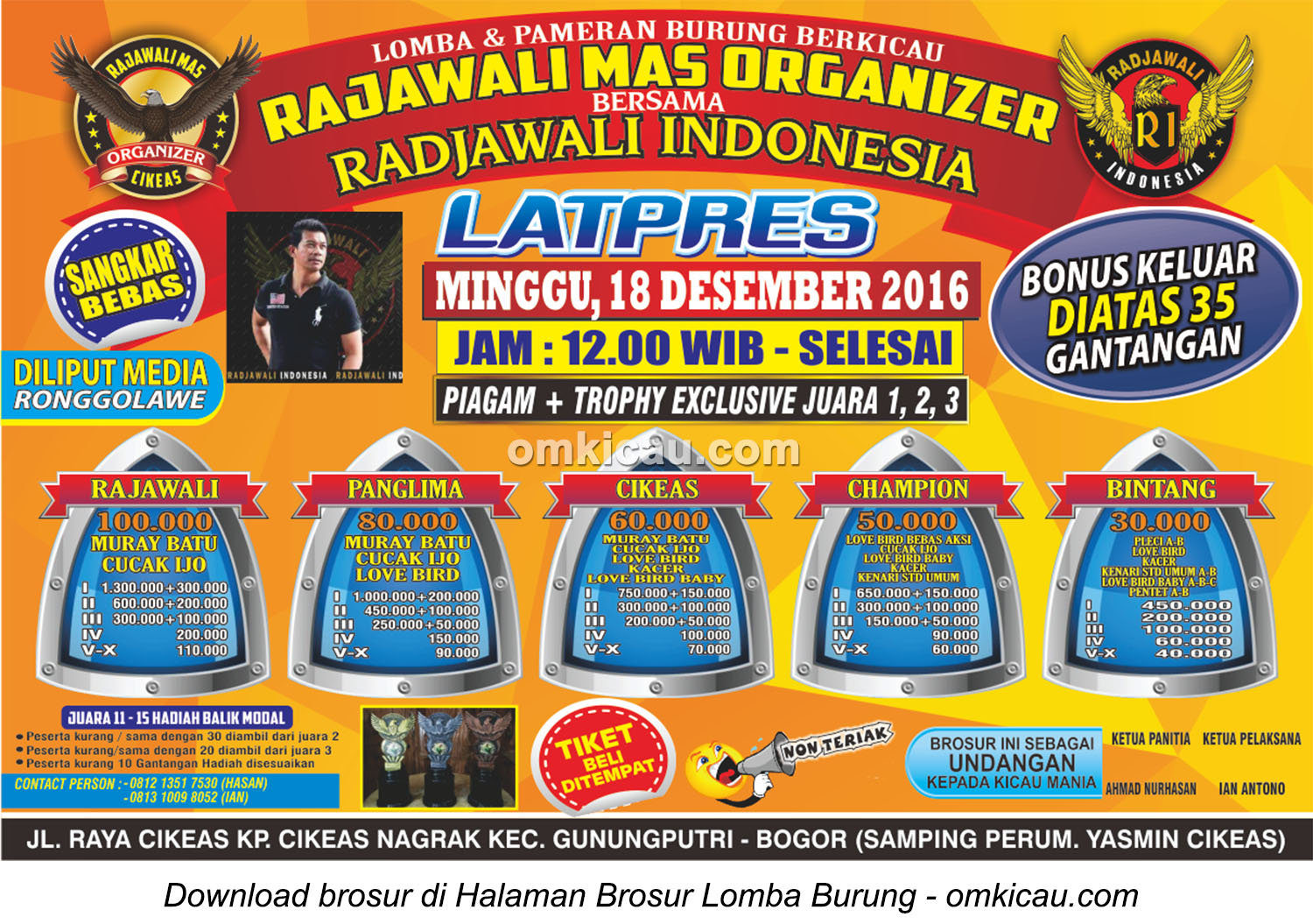 Brosur Latpres Rajawali Mas Organizer bersama Radjawali Indonesia, Bogor, 18 Desember 2016