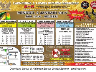Brosur Lomba Burung Berkicau BnR Putro Benowo, Kartasura, 8 Januari 2017