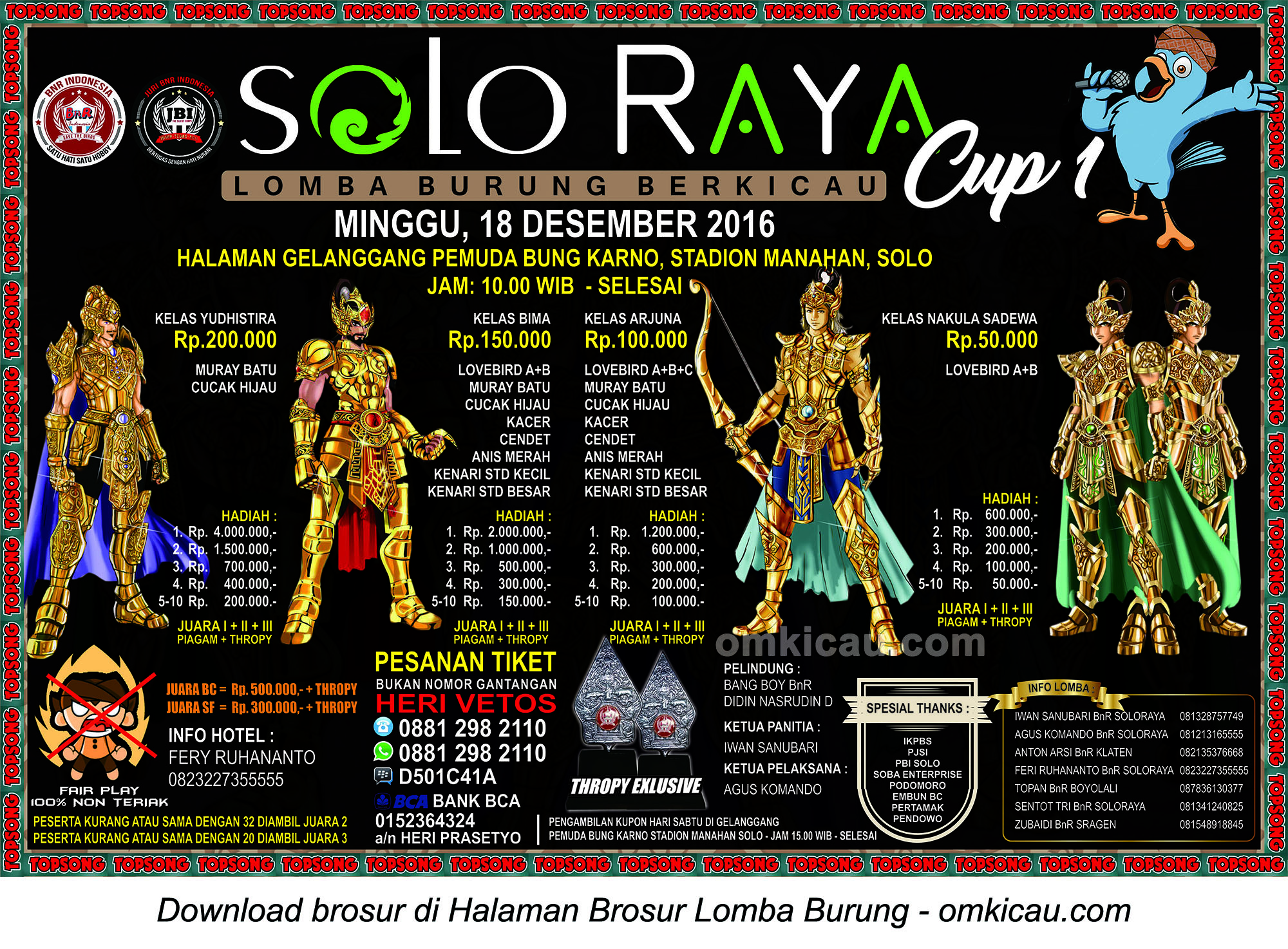 Brosur Revisi Lomba Burung Berkicau Solo Raya Cup 1, Solo, 18 Desember 2016