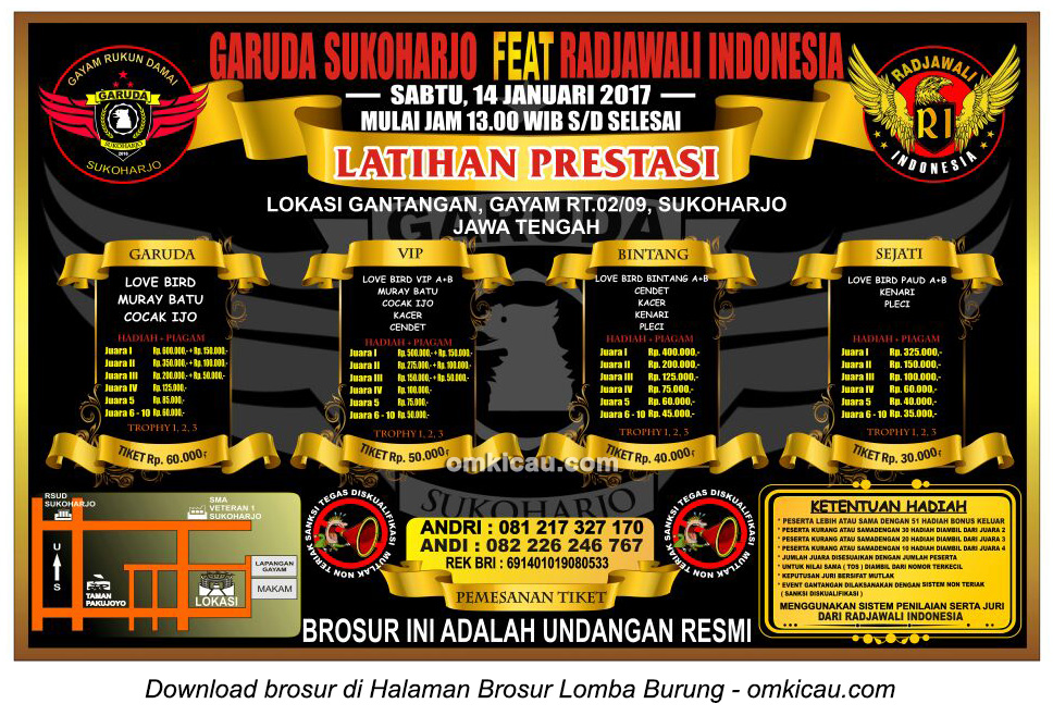 Brosur Latpres Garuda Sukoharjo feat Radjawali Indonesia, Sukoharjo, 14 Januari 2017