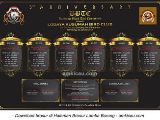 Brosur Lomba Burung Berkicau 3rd Anniversary BBTC bersama Lodaya Kusumah BC, Bandung, 22 Januari 2017