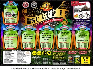 Brosur Lomba Burung Berkicau BSC Cup 1, Cikarang, 26 Februari 2017